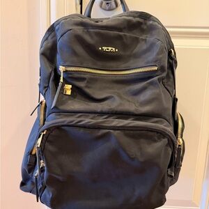 Tumi Voyager Black Backpack with Gold Accents